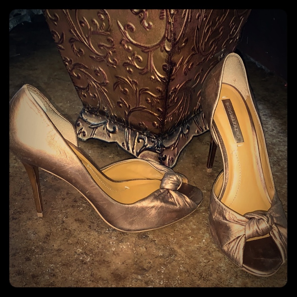 BCBG MAX AZRIA Copper peep-toe stiletto pumps 9.5